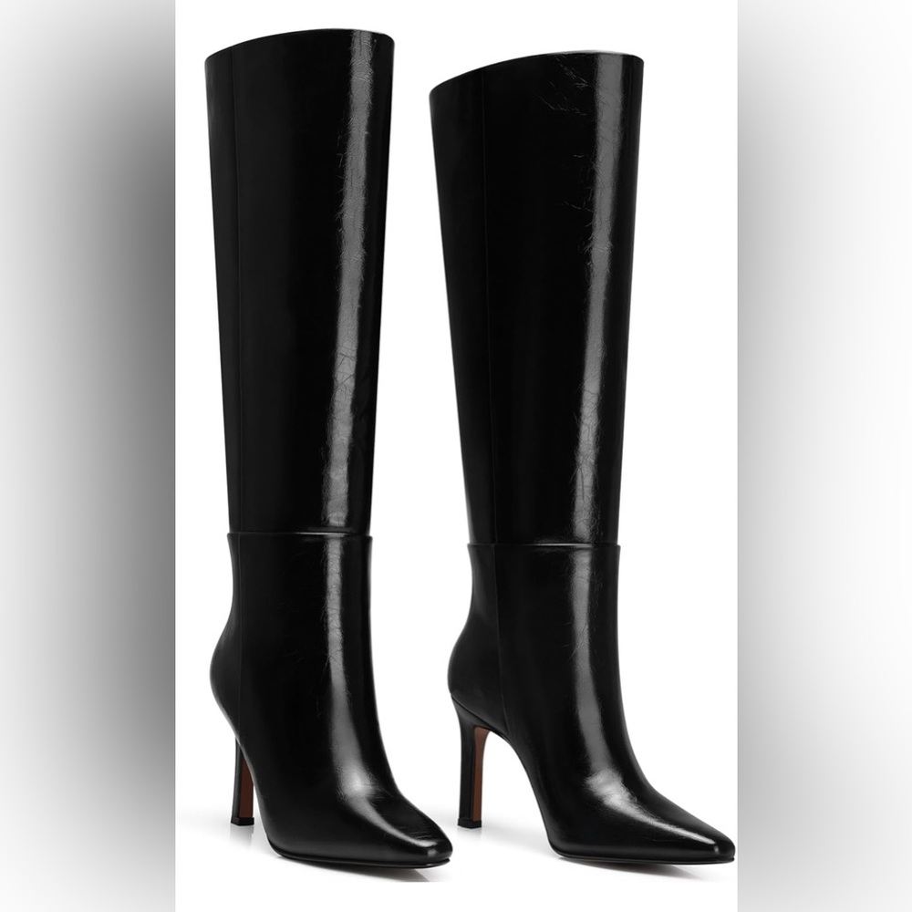 Elegant Black Knee-High Women's Boots Wide Calf